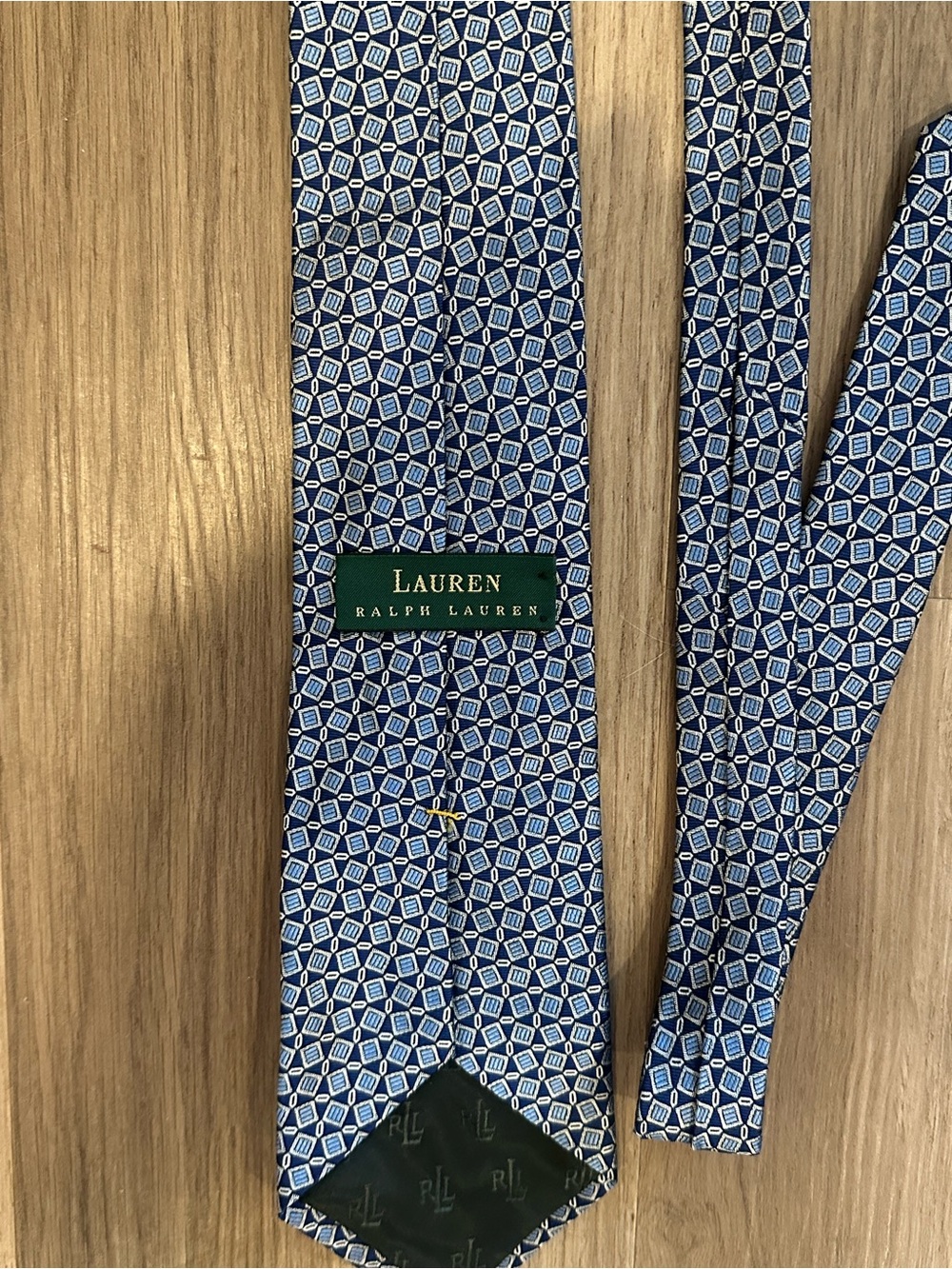 Vintage Lauren Ralph Lauren Blue Diamond Print Geometric Neck Tie Mens Vtg USA